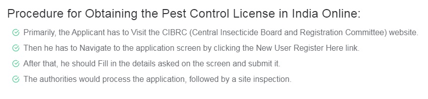 Pest Control License Online Registration